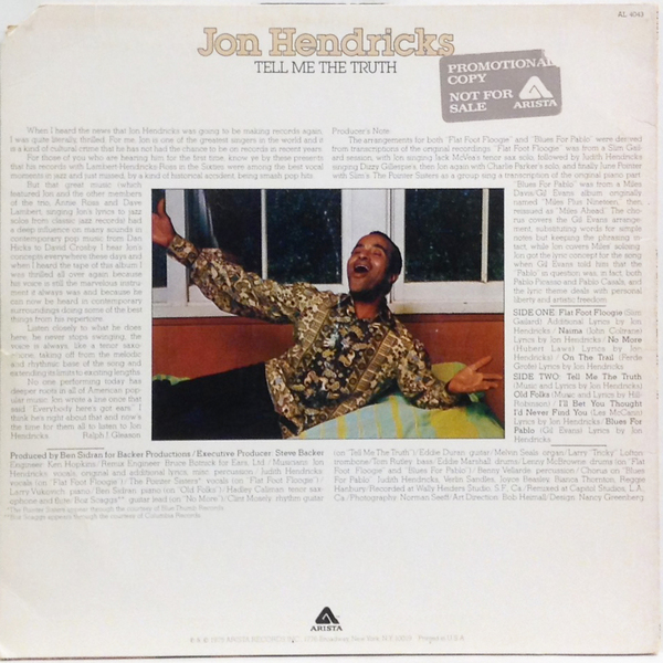 Hi Fi Record Store ジョン ヘンドリックス Jon Hendricks Tell Me The Truth Hi Fi Record Store ジョン ヘンドリックス Jon Hendricks Tell Me The Truth