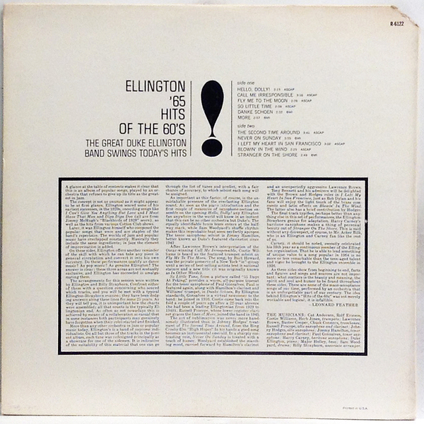 Hi Fi Record Store デューク エリントン Duke Ellington Ellington 65 Early70s Press