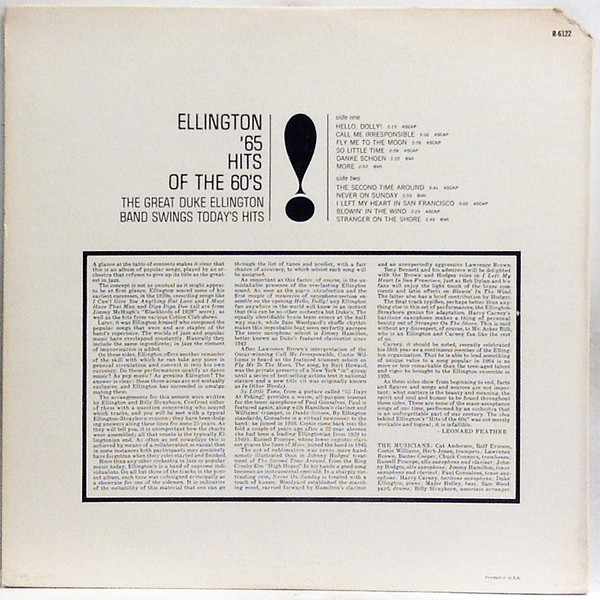 Hi Fi Record Store デューク エリントン Duke Ellington Ellington 65 Early70s Press Hi Fi Record Store デューク エリントン Duke Ellington Ellington 65 Early70s Press