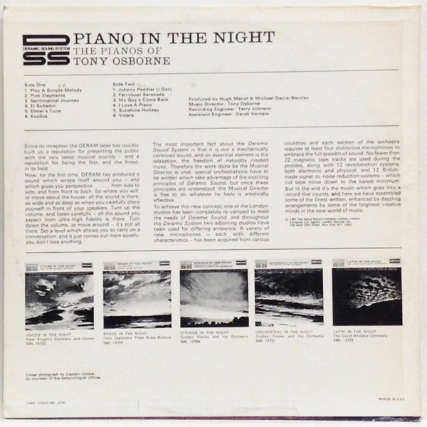 Hi Fi Record Store トニー オズボーン Tony Osborne Piano In The Night Hi Fi Record Store トニー オズボーン Tony Osborne Piano In The Night