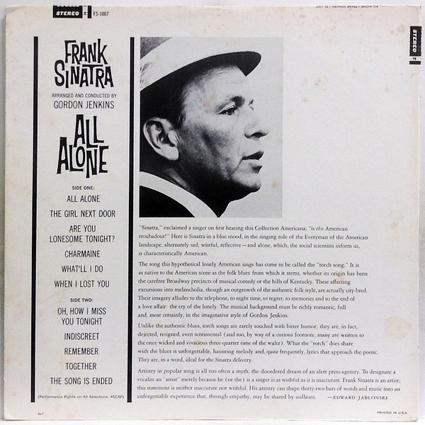 Hi-Fi Record Store | フランク・シナトラ(Frank Sinatra) | All Alone